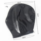 黑色情趣SM全包露鼻头套 | 皮革男女调情面罩头套 | BDSM束缚体验